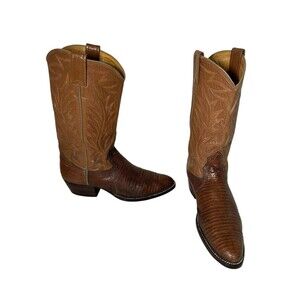 Nocona TEJU LIZARD Cowboy Boots 9 B Vintage Made In USA Fast Shipping